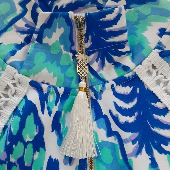 Lilly Pulitzer Skipper Popover 1/2 Zip Pullover Serene Blue Tropi Call Me Medium - Picture 4 of 12
